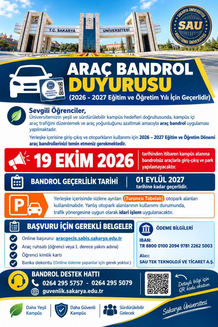 2026–2027 EĞİTİM ÖĞRETİM YILI ÖĞRENCİ ARAÇ BANDROL DUYURUSU