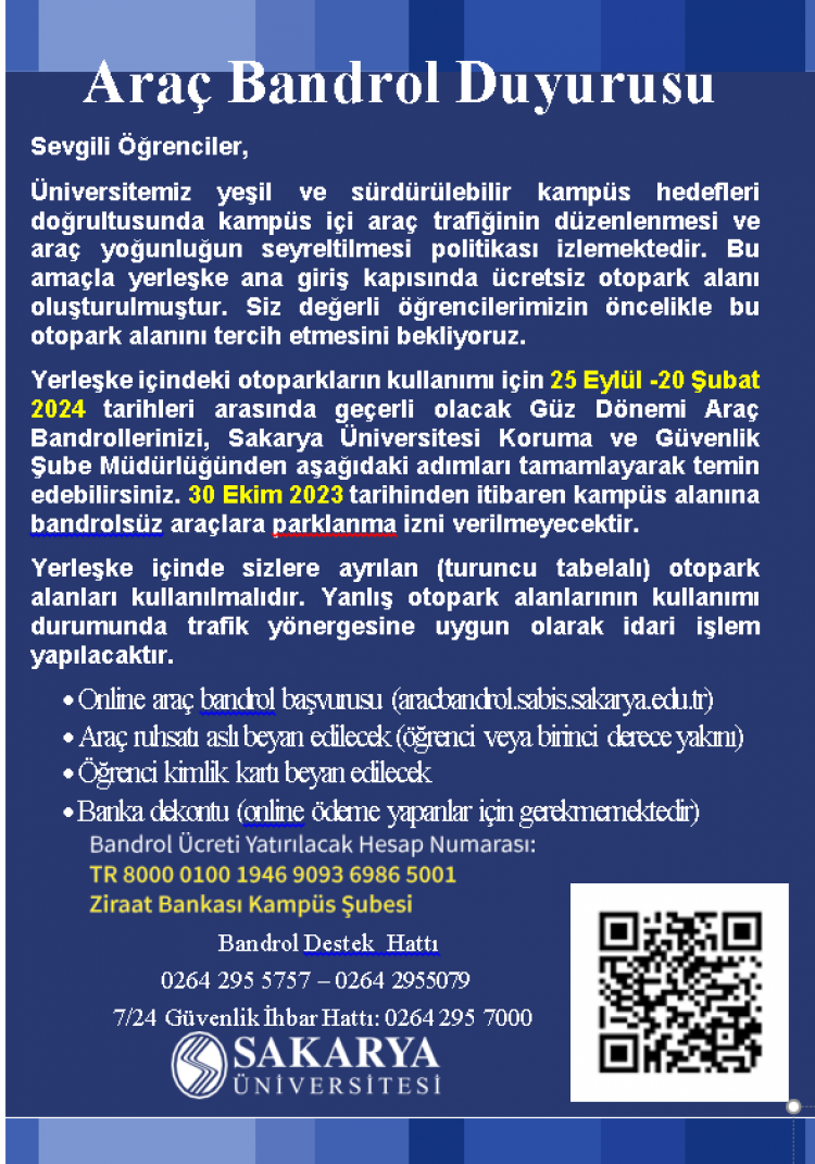 GÜZ DÖNEMİ BANDROL BAŞVURUSU